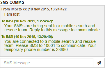 PeopleFinder UI. SMS chat.
