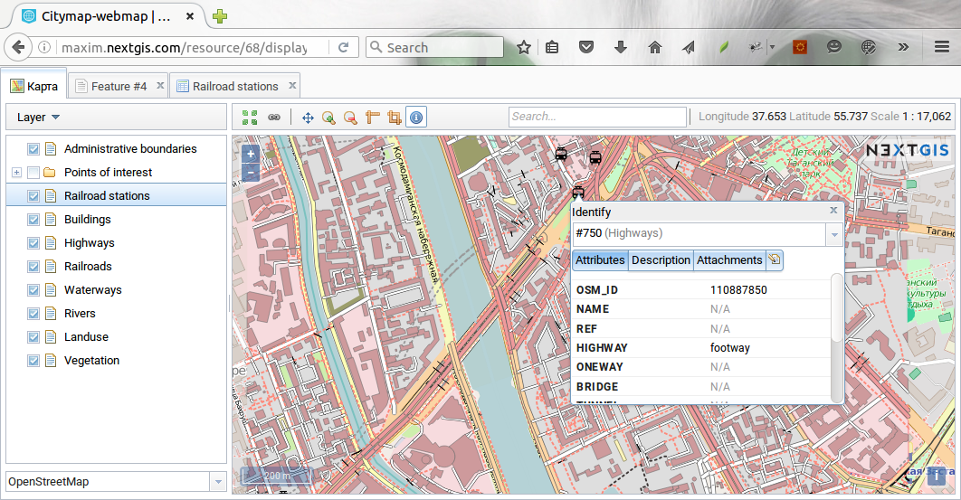 City map as an example of Web GIS