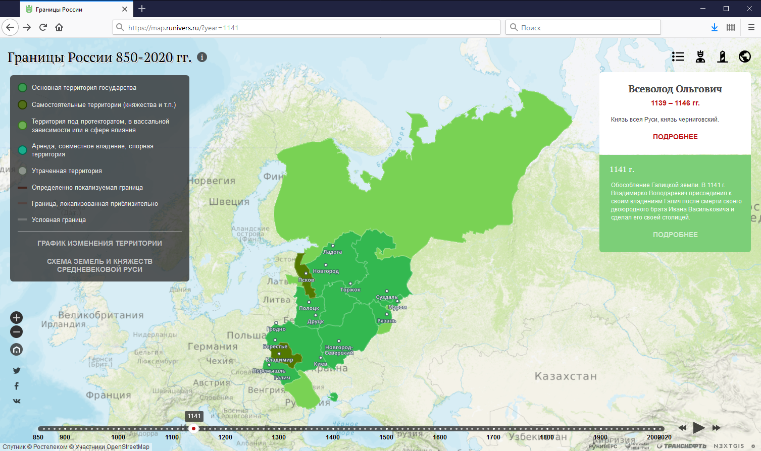 Границы России и предшественников, 850-2020