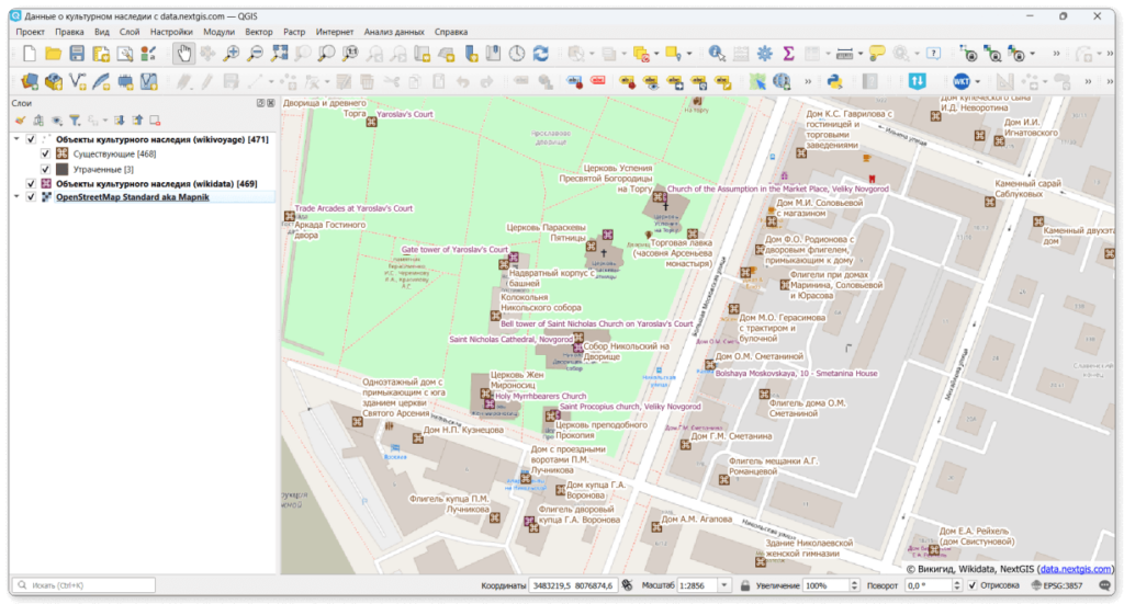 Настроенный проект QGIS