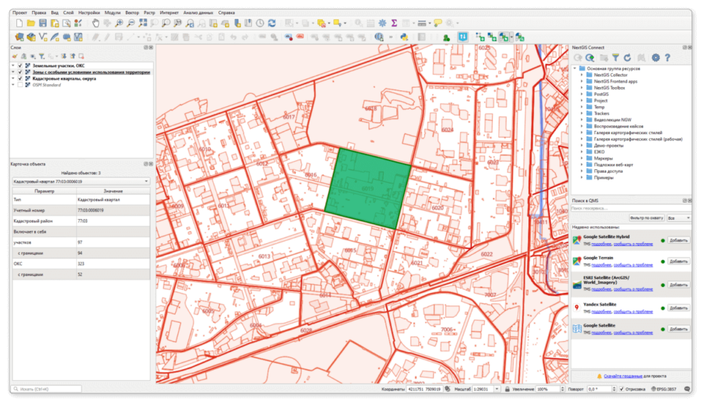 Интерфейс и модули NextGIS QGIS