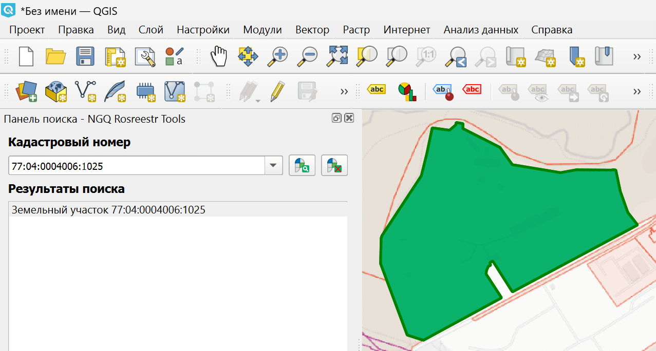Поиск в QGIS по кадастровому номеру