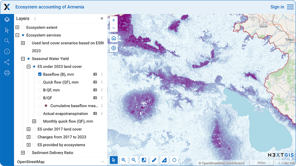 Веб ГИС экосистемного учёта Армении
