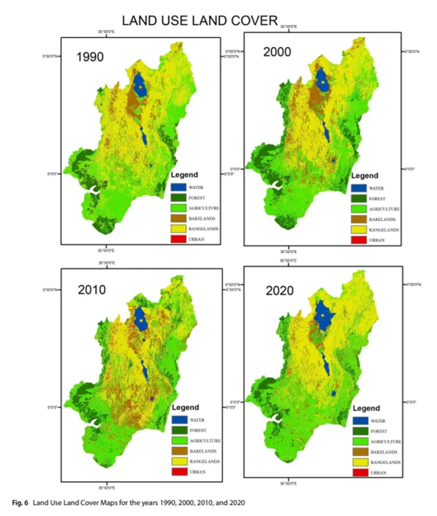 MOLUSCE: Карты землепользования и земного покрова за 1990, 2000, 2010 и 2020 гг.