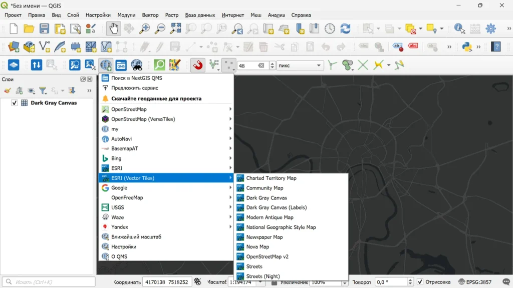 Векторные тайлы (MVT) в QuickMapServices (QMS)